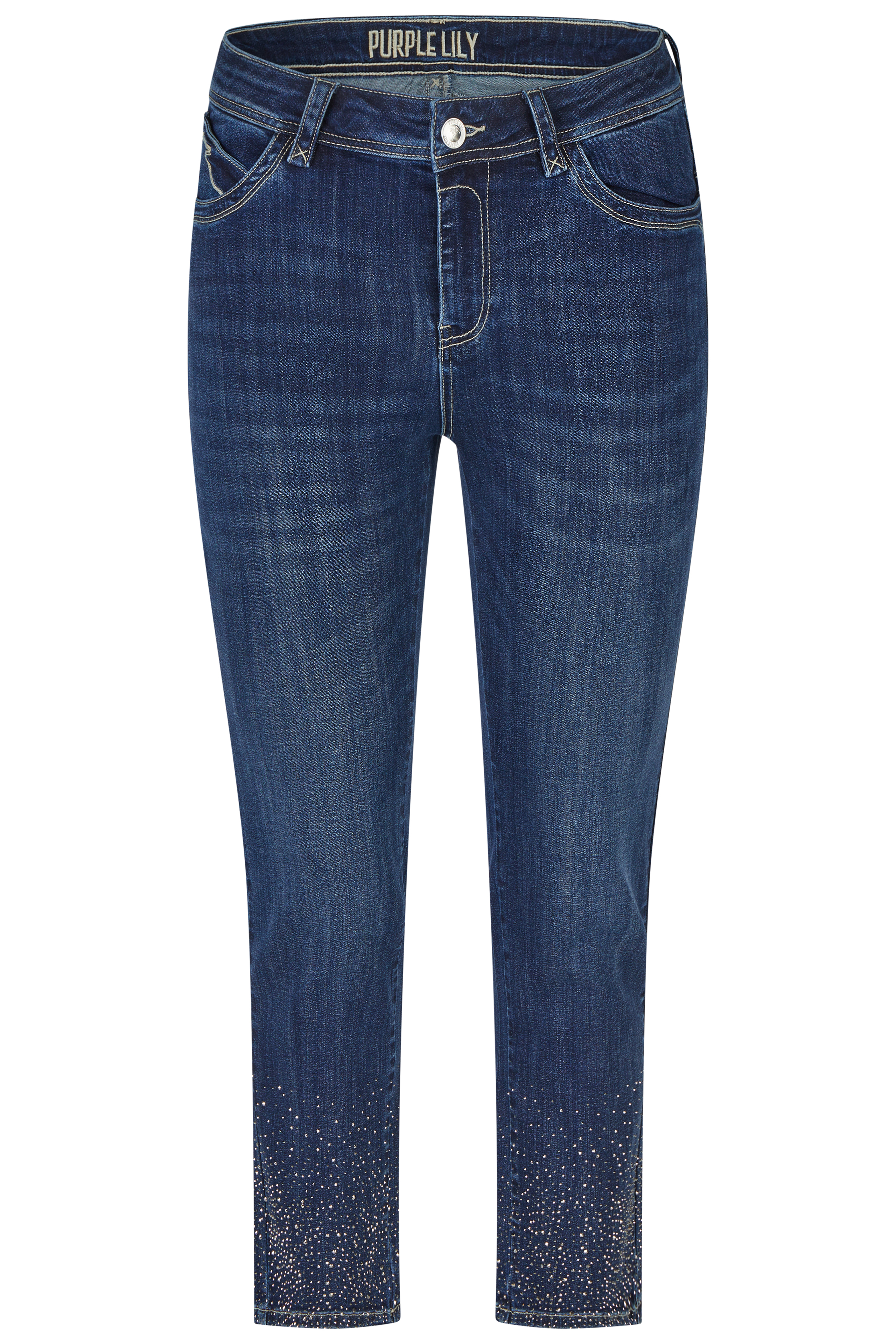57Lily, Slim-Fit-Jeans, 5-Pocket-Style, verkürzte Form, mit Schmuck-Details am Saum