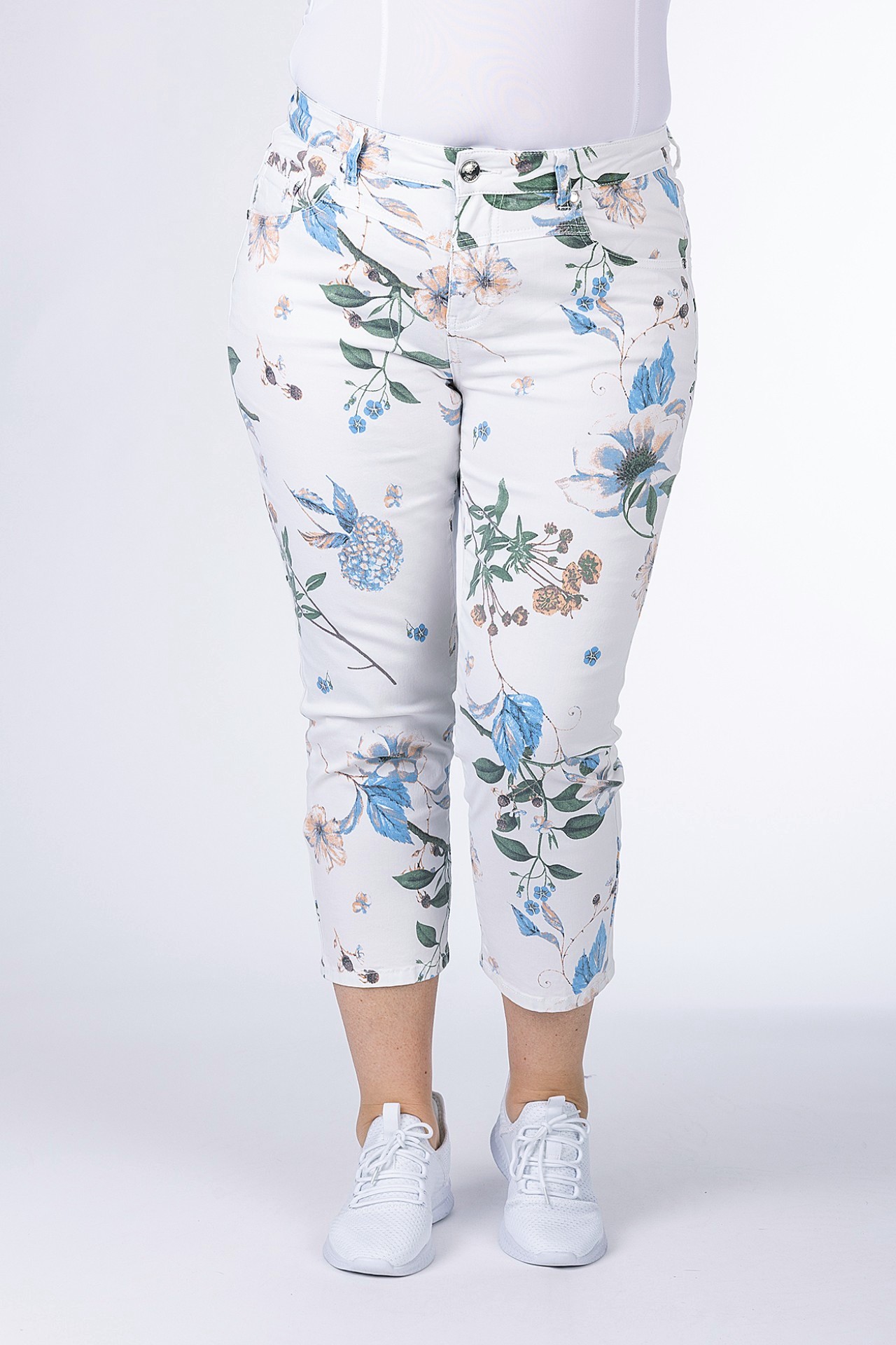 Slim-Fit-Jeans 57Iris, 7/8 mit Blumendruck