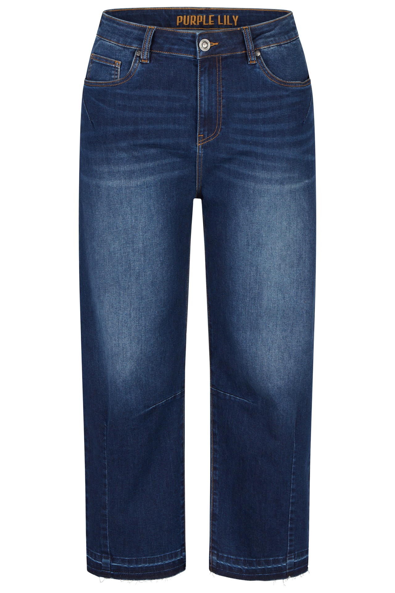 Barrel-Fit-Jeans 57Lotus , cropped mit offenem Saum