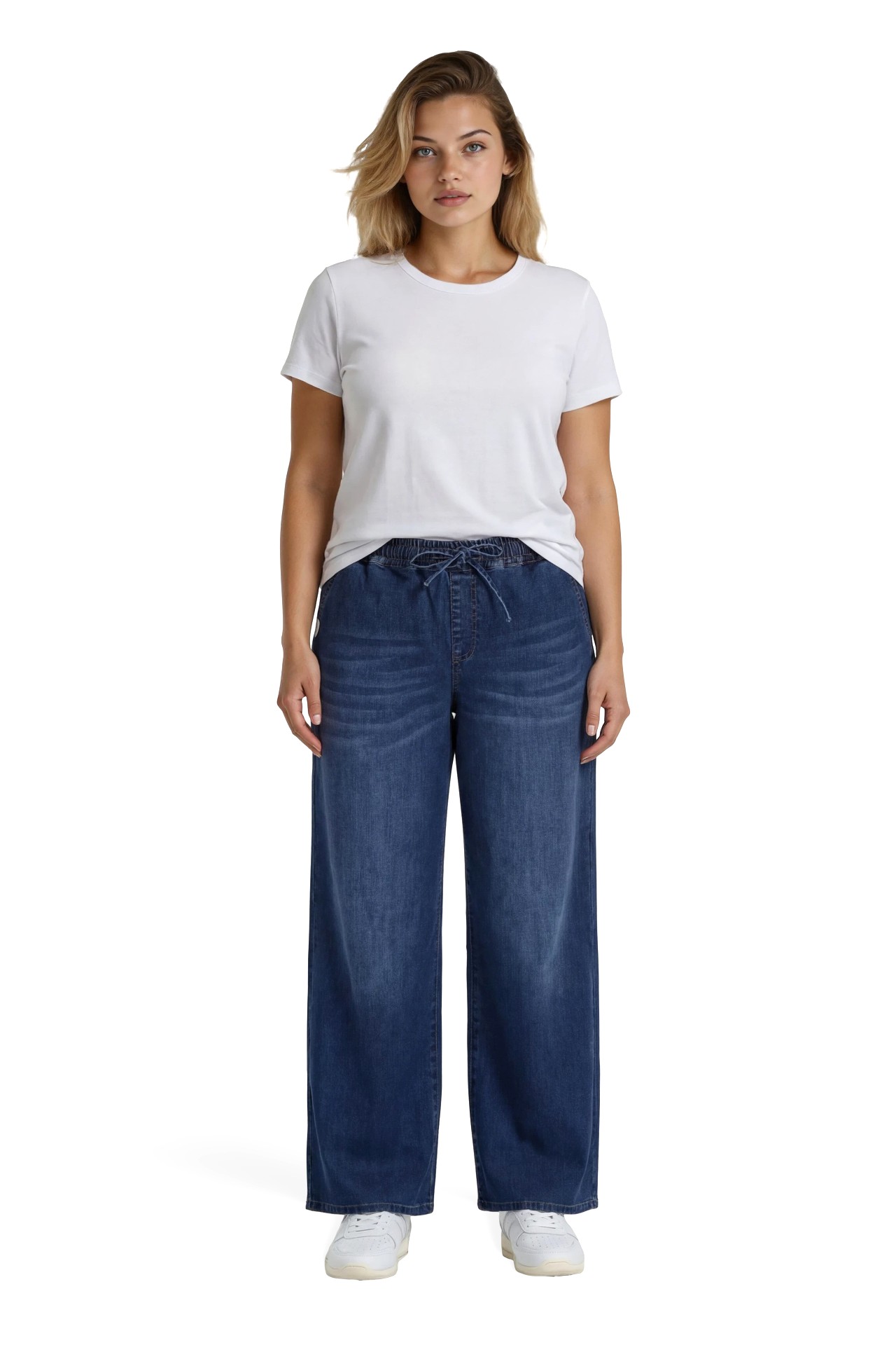 Wide-Leg-Jeans 57Amary mit Elastikbund und Kordelzug